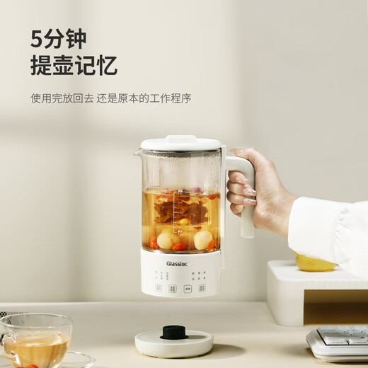 GLASSLOCK Pure Titanium Health Kettle Full Glass Tea Kettle Constant Temperature Kettle Insulated and Boiled Water Integrated Smart Electric Kettle Mini Small Office 1-2 People Flower Tea Kettle Pure Titanium Heating Plate 0.6L - White Standard Model