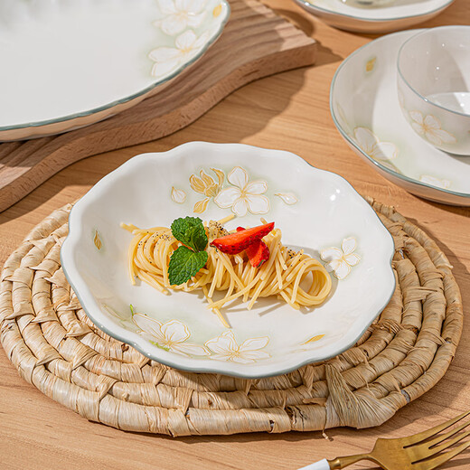 Persson ceramic tableware bowls and plates set home underglaze color bowls, plates, chopsticks and tableware set housewarming gift gold leaf 28-piece set