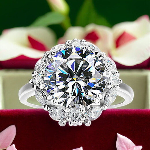 Fat Donglai's same style Henan diamond ring, the hometown of diamonds, Henan diamond Shangqiu diamond Henan man-made diamond super 11M main diamond ring 3 carats opening adjustable