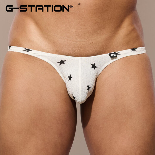 G-STATION sexy Japanese small style tight-fitting low-waisted men's thong star polyester small mesh breathable quick-drying underwear black XL (for small sizes, it is recommended to go up 1-2 sizes)