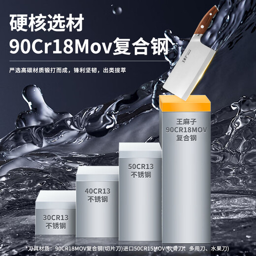 Wang Mazi Messerset Küchenmesserset aus Hartstahl, Küchenmesserset, Küchenutensilien für zu Hause, Schneidebrett, Hackmesser, Obstmesser, 9 Chromstahl + 5 Chromstahl, 7-teiliges Set