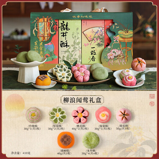 Zhiweiguan Chinese pastry gift box with specialty snacks as gifts, Hangzhou specialty souvenirs, afternoon tea snacks as gifts for the elders, purchased by thousands of people, recommended by the store manager, Liulang Singying gift box 410g
