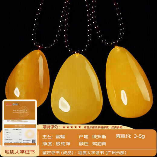 OUCERNY beeswax pendant natural amber raw stone full of honey chicken oil yellow water drop necklace pendant for men and women Russian material 3-5g