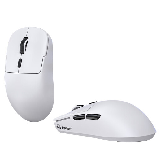 Free Wolf A6 Gaming-Maus mit drei Modi, kabellos, kabelgebunden, Bluetooth, E-Sport, leicht, universeller USB-Desktop-Laptop, ergonomische Peripheriegeräte für Jungen und Mädchen, PAW3311, lange Akkulaufzeit, A6 Weiß, drei Modi/24000 DPI – 1K Rückgaberate