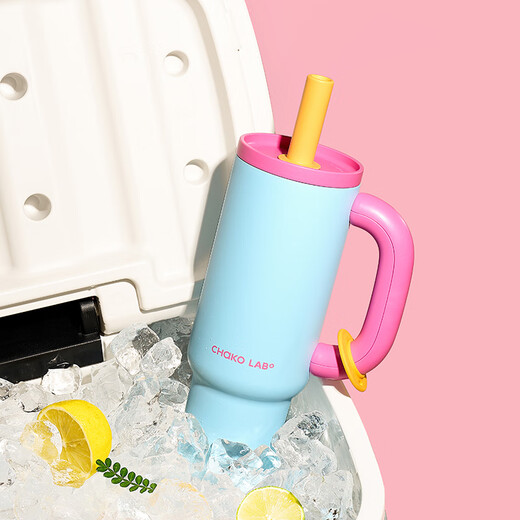 Chakolab und Xubingba Cup Großkapazität Isolierung Sommerkaltbecher Edelstahl Isolierung Wasserpasse Outdoor Office Tycoon Cup - Rose Snowball 1050 ml