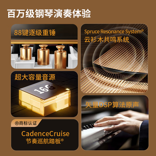 Hailun Zhenya H-2 series electric piano with step-by-step heavy hammer 88-key acoustic piano tone for home use vertical digital Zhenya H-205 performance grade walnut color