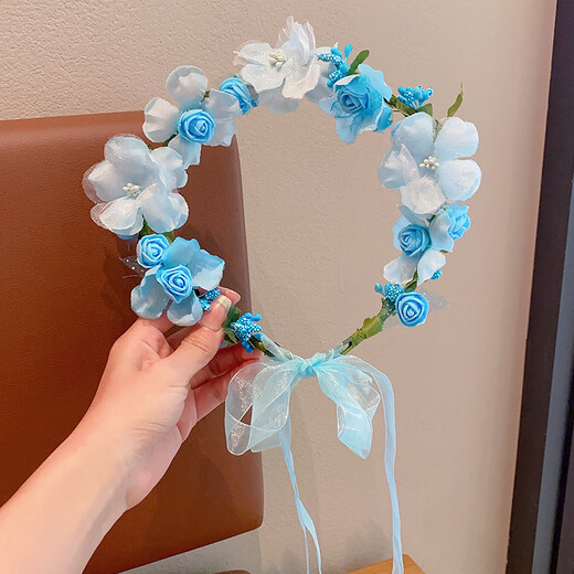 Lingmeng children's garland headband, stage performance hair accessories, flower headband, princess garland, little girl photo headdress, white garland 1 piece