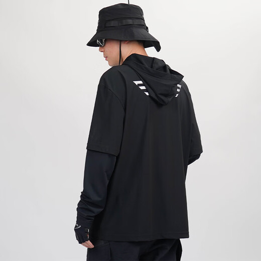 EWE25 Fake Two-Piece Sun Protection Clothes Samurai Sleeve Sun Protection Clothes Breathable Ice Sensitive Clothes Anti-UV Fishing Clothes Black S