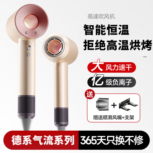 JCZS German brand hair dryer household silent negative ion high power does not hurt hair high-speed quick drying leafless hair dryer hair care dormitory portable business trip baby pet lady top version sunset rose single split mouth 1.8 meters wire + gift box