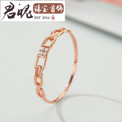 Junpo color gold diamond ring 18k rose gold ring interlocking ring au750 ring personalized versatile women's 18k rose gold diamond ring size 10