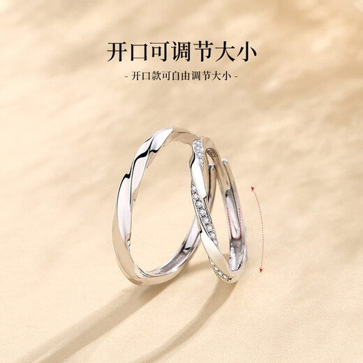 COASZE Mobius Couple Rings Adjustable Light Luxury Pair of Rings Proposal Engagement Valentine's Day Birthday Gift for Girlfriend Light Luxury Style - Single Ring Remarks Male/Female
