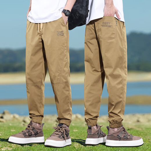 Pantalones de seda de hielo de verano para pantalones deportivos de secado rápido de los hombres de la marca de moda de la marca suelta de los pies de la ropa de trabajo pantalones casuales de nueve puntos para hombres khaki sanyou-x05 xl