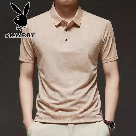 Playboy (PLAYBOY) high-end POLO shirt men's short-sleeved ice silk summer business casual half-sleeved men's lapel breathable top T-shirt navy 806 3XL recommended 160175Jin Jin equals 0.5 kg