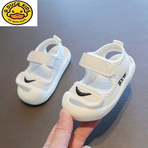G.duck little yellow duck summer baby toddler shoes sandals baby girls boys breathable mesh bread toe shoes 0-3 years old anti-kicking sandals 823 black size 16/inner length 12.5 cm