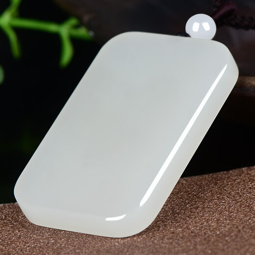 
Keyu can be guaranteed for 618 Hetian jade nothingness pendant, men and women blue and white jade square jade pendant, model three M9923z