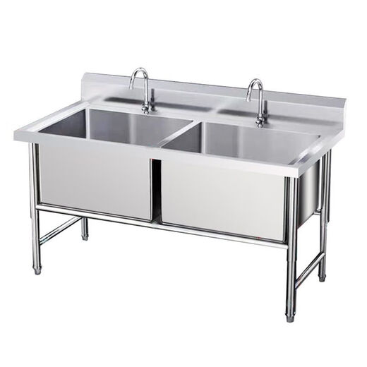 Commercial stainless steel sink, defrost and defrost pool, deepen and enlarge the sink, custom-made single pool, vegetable washing, disinfection, soaking pool, engineering model 120*60*80, double pool depth 23