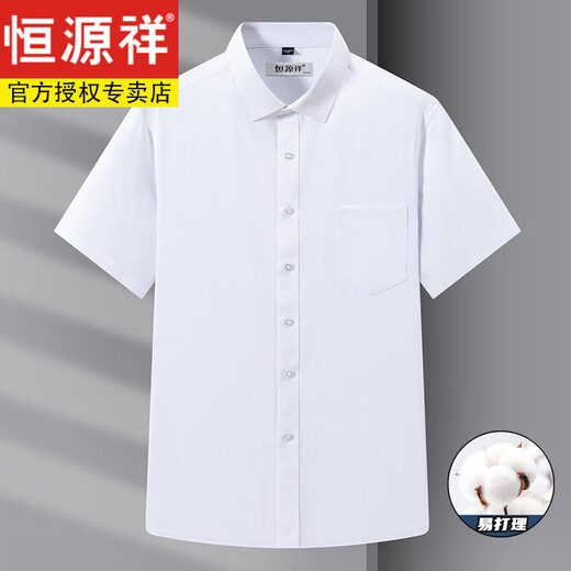 Hengyuanxiang al algodón puro DP de algodón masculino DP sin hierro Camisa blanca de manga corta Summer a rayas nuevas antideslizantes Camisa de traje formal informal DX6630 Modelo 38 [sugerido 100-120 Jin [Jin iguala 0.5 kg]]]