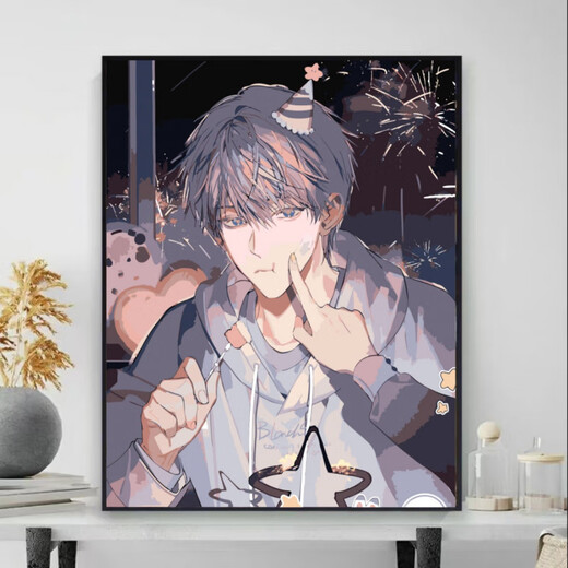 恋与深空系列数字油画沈星回游戏2025新款dly手工填色油彩画 S1001-祁煜 60*75CM【绷好实木内框款】可挂