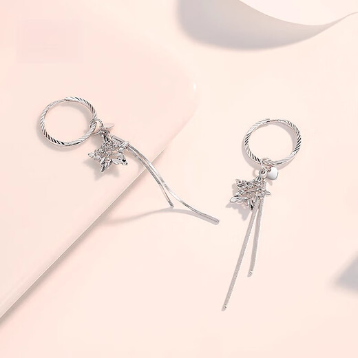 QIANSHU pt950 platinum earrings for women, fashionable platinum tassel star earrings, versatile earrings, earrings, earrings, one pair, 2.9-3.1g