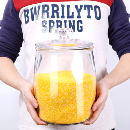 BestHA rice bucket food grade special lead-free glass insect-proof rice storage tank kitchen storage moisture-proof rice storage container 8Jin Jin equals 0.5 kg