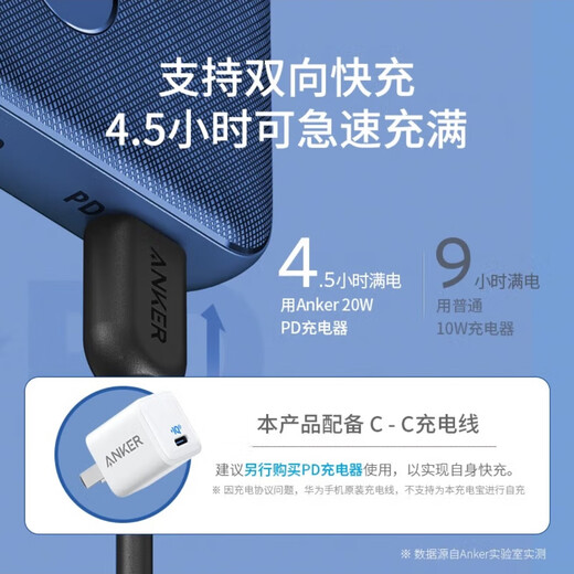 安克充宝充移源毫安时适SN6627 20W充电宝黑色A1244 10000mAh