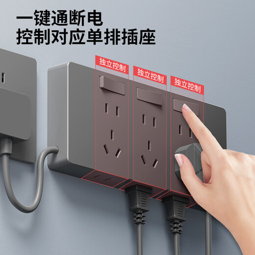 International Electrician (FDD) expansion socket with power cord multifunctional bedroom wall extension conversion socket kitchen plug strip with switch left plug wire 3 open 21 holes - white