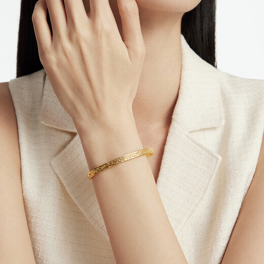 周大福碎碎金足金黄金手镯贵妇镯(工费:1620计价)EOF1476新年礼物 58mm 足金 约18.63g