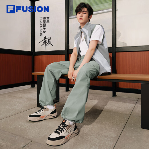 Fila Fusion Zhang Hao Mame estilo Archivo de moda Zapatos para hombres Skateboard 2025 Summer Nuevo 50-50 Zapatos de lona zapatos casuales avena Brown/Black-OB 40