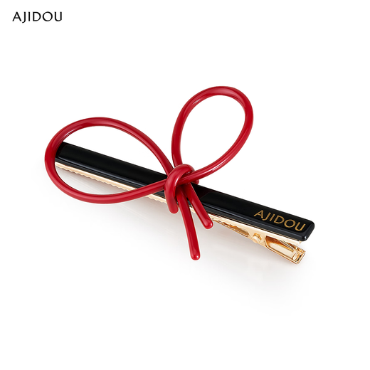 AJIDOU Aji bean red small girl duckbill hairpin with high elasticity, strong and non-slip side clip birthday gift, dark red 1 piece