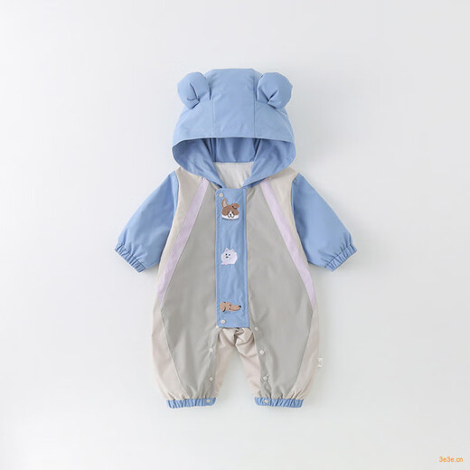 
Disney baby onesie spring and autumn hooded haria double-layer Class A boy 3-9 months newborn go out for clothes 1477 blue 66cm 3-6 months [Suggested 10-13Jin [Jin equals 0.5 kg]]