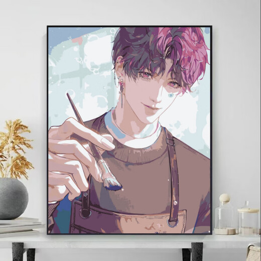 恋与深空系列数字油画沈星回游戏2025新款dly手工填色油彩画 S1001-祁煜 60*75CM【绷好实木内框款】可挂