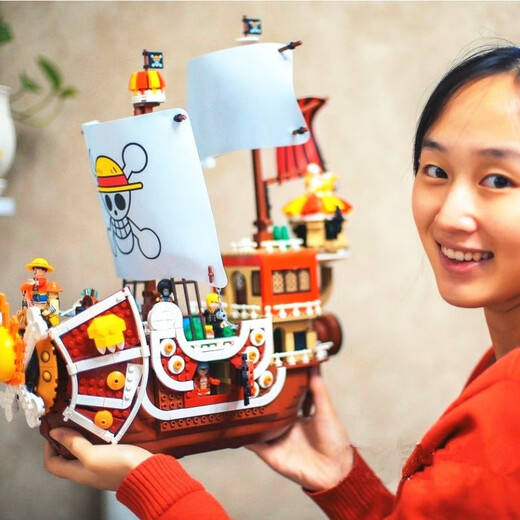 
LEGO One Piece, Wanli Sunshine, Luffy, Chinese Building Blocks, Corsair, Boy Assembling Toy Creative Gift, Large Merry/1047 Granules, 7 Characters