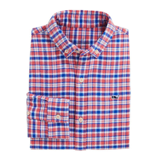 Vineyard vines boys plaid flannel whale shirt, lobster reef lobster reef X-Large