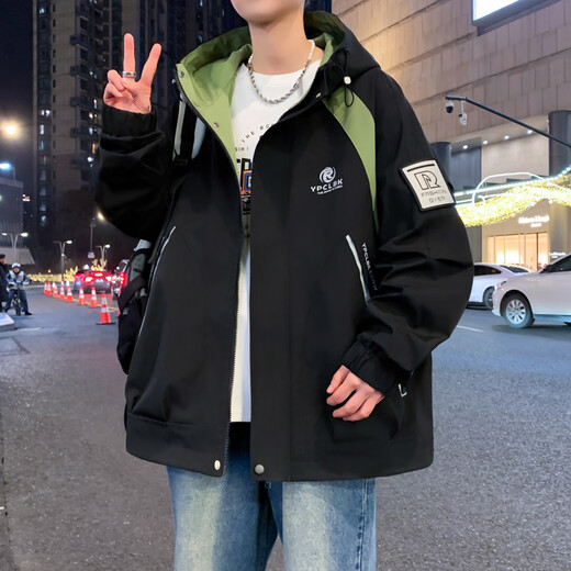 常缕竺 春秋季夹克外套男青少年韩版连帽男装时尚百搭学生 春秋683款白蓝 【款】 2XL 建议【140-155斤】