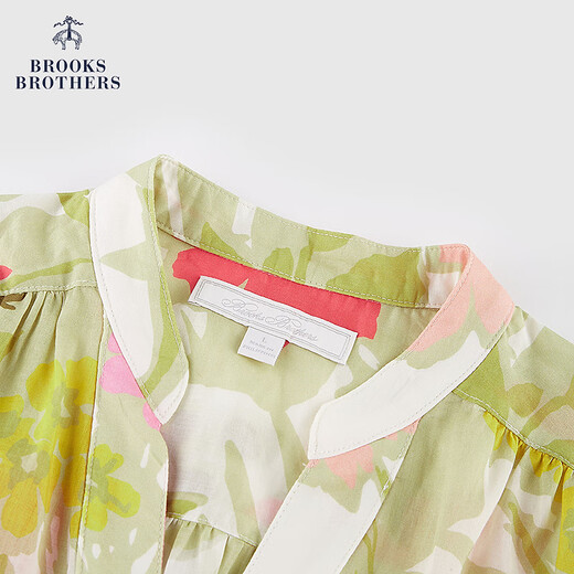 Brooksbrothers Women's 25 primavera y verano Nuevo algodón Romántico Vestido de vacaciones con estampado B695 impresa