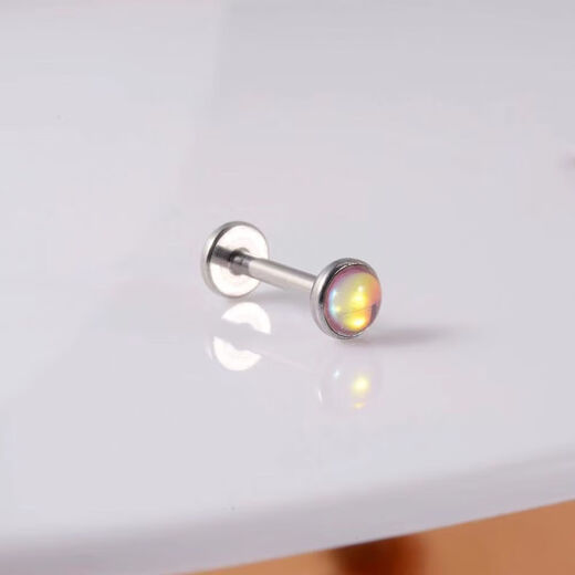 梅派直杆幻彩多色闪光唇钉直钉不锈钢内螺纹耳钉耳骨钉穿刺饰品SN2679 白闪光 杆长8mm杆粗1.2mm球4mm