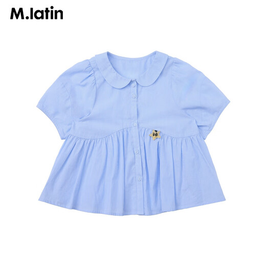 M.Latin Maratin children's clothing children's shirt 2025 summer new style children's retro college style short-sleeved shirt blue strip 110