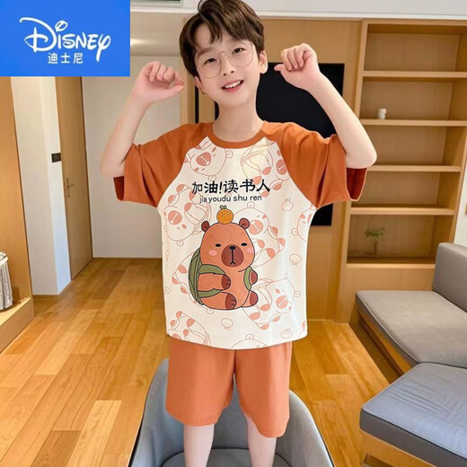 Disney boys' pajamas 2025 new summer children's pure cotton short-sleeved suit Nezha: The Devil Boy Boy Thin Home Clothes 705 Red Nezha Boys One Size 14 (recommended body size 125-13555 Jin Jin equals 0.5 kg
