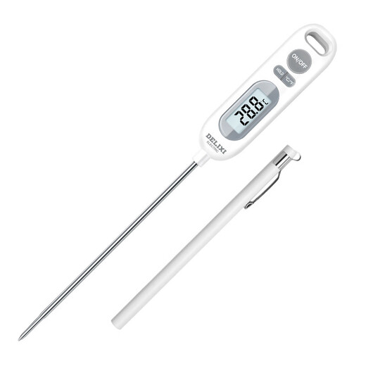 Delixi Electric Delixi Termómetro de alimentos Barbacoa Termómetro de carne de alimento Baño doméstico Temperatura de agua Termómetro de barbacoa -50300 Modelo de retroiluminación de carga de carga plegable DM -1048