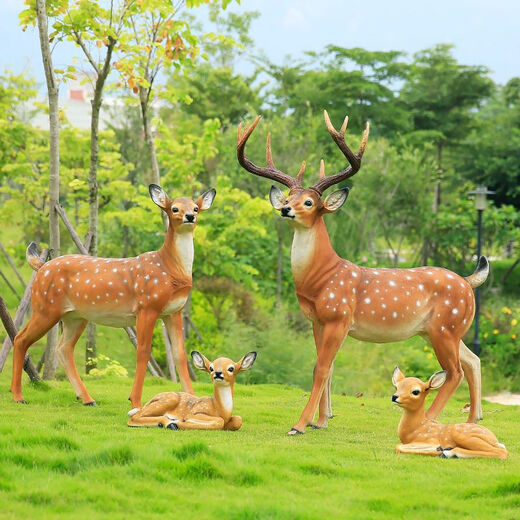 Fiberglass large animal sculpture simulated sika deer ornaments outdoor courtyard garden forest landscape lawn decoration classic doe