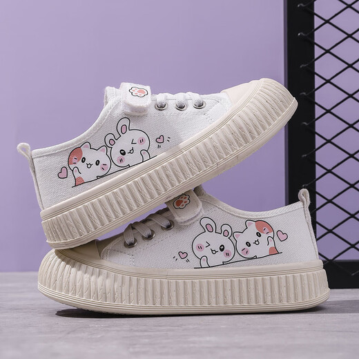 Children's canvas shoes for women 2025 new popular models for men 26-36 soft sole casual breathable Korean style low-top cloth shoes biscuit sole white 27 inner length 17cm