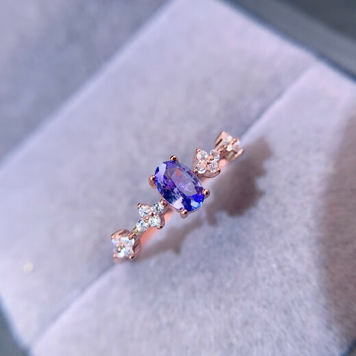 Shaoyu natural tanzanite ring s925 sterling silver grains are all high-quality Seiko Chinese Valentine's Day gift 4*6mm