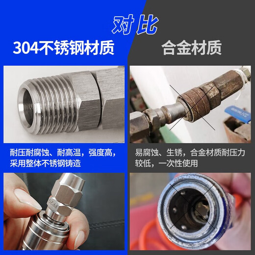 304 stainless steel C-type self-locking quick connector tracheal joint pneumatic air compressor male and female quick plug resistant to high temperature and high pressure 304 stainless steel self-locking SM40 female 1/2 external thread 4 points