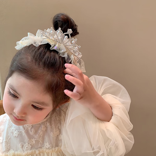 SNQP crown headband for children and girls, bow headband, baby's first birthday, baby hair accessories, little girl headband, veil, beige lace crown headband, 1 piece