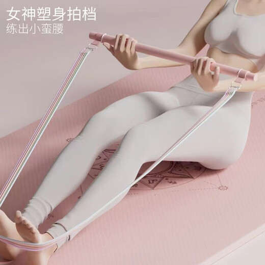 Hengweian Back Training Tension Rope Multifunctional Tension Belt Fitness Resistance Stretch Belt Tension Yoga Pilates Shoulder Opening and Back Beauty Equipment 125 lbs - Tension Rope + Push-Pull Rod 13-piece Set