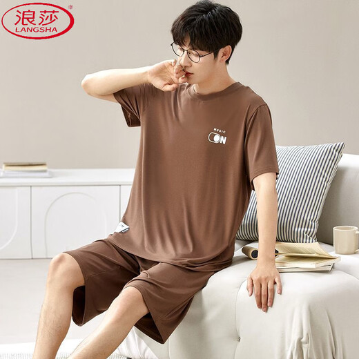 Langshas neuer Modal Pyal Pyjamas Herren Sommer Dünner Eisseide Kurzarm Sommer Großgröße Atmungsfreies lässiges Heimkleidungssatz 6624 L 100-120jin [Jin entspricht 0,5 kg]