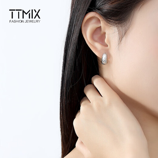 TTMIX modern platinum earrings women's platinum pt950 earrings platinum earrings ear buckles shiny white gold earrings 7.1-7.3g