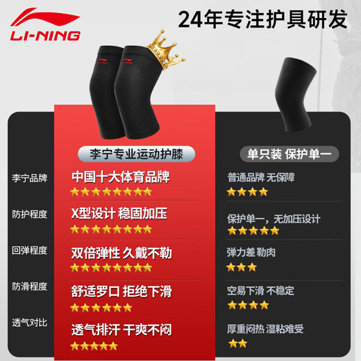 Li-Ning knee pads for sports and warmth for men and women with old cold legs running meniscus injury arthritis special climbing basket badminton