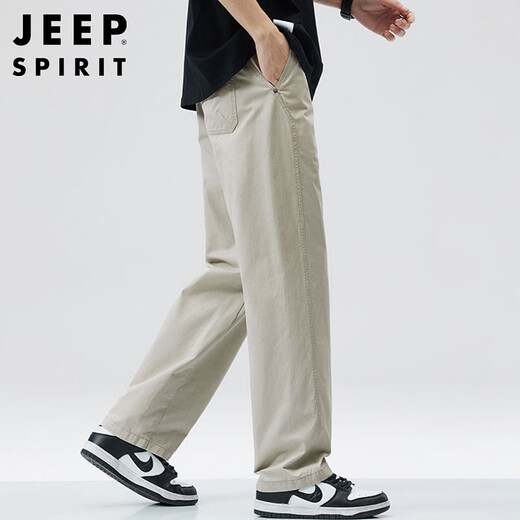 JEEP SPIRIT吉普休闲裤男夏季薄款美式工装裤子男裤阔腿直筒裤 杏色  XL 