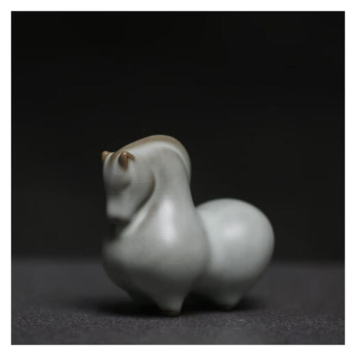 Antis Official Quality Ru Kiln Little Tang Horse Tea Pet Azure Split Tea Play Small Ornament Paperweight Pen Holder Ceramic Tea Set Ru Kiln - Little Tang Horse Pair + Gift Box